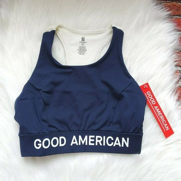 NWT Good American Core Power Sports Bra Bralette Top Active Athleisure Navy XS - Picture 5 of 12
